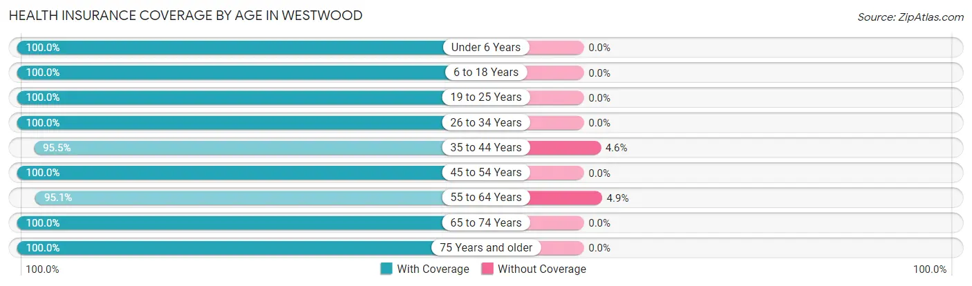 Health Insurance Coverage by Age in Westwood