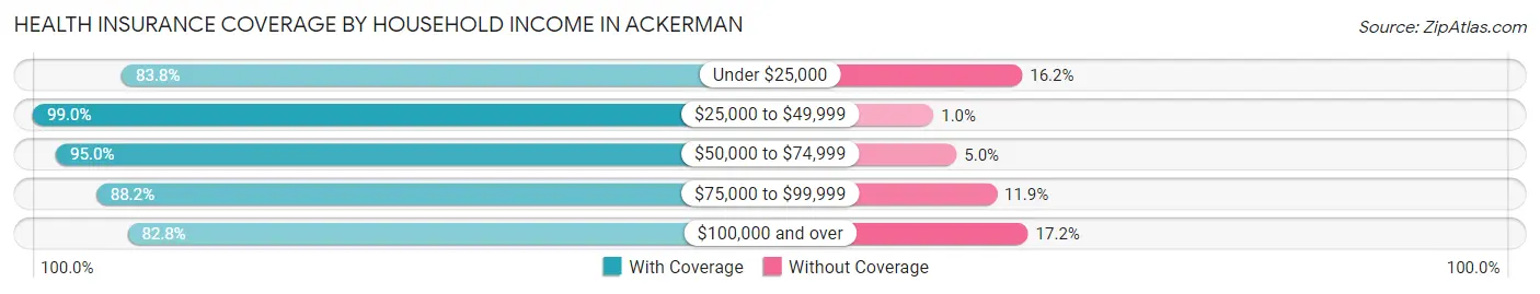 Health Insurance Coverage by Household Income in Ackerman