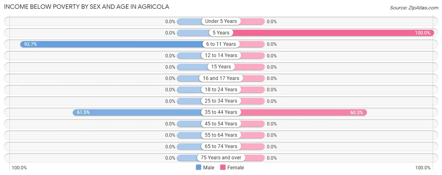 Income Below Poverty by Sex and Age in Agricola