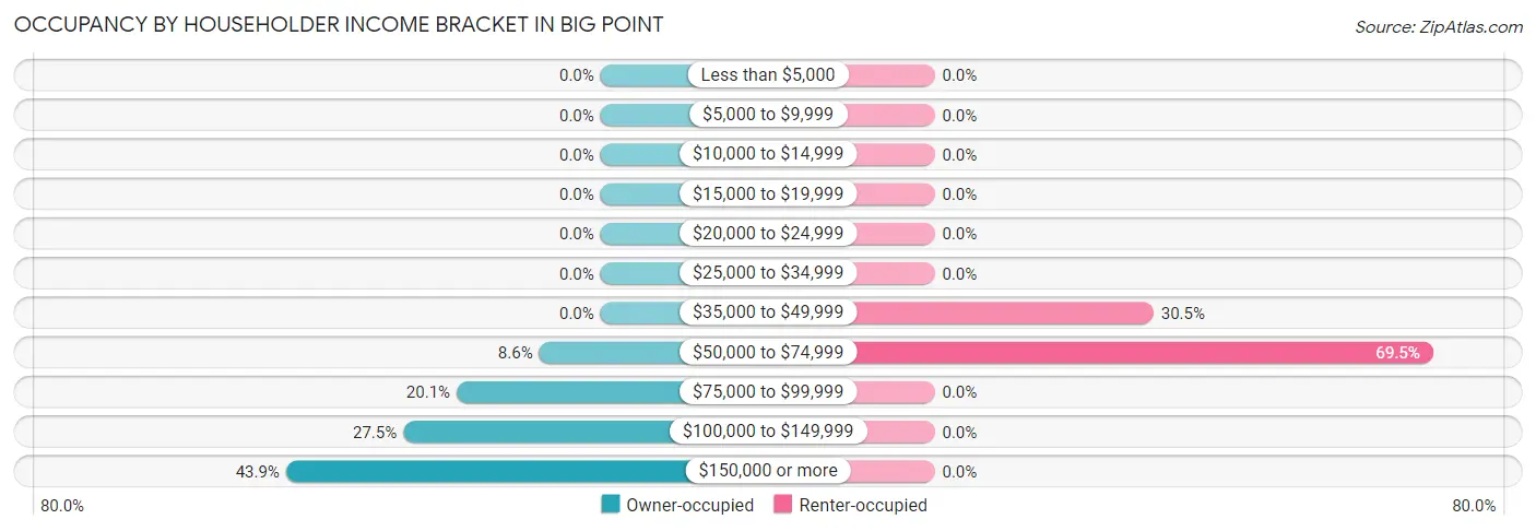 Occupancy by Householder Income Bracket in Big Point