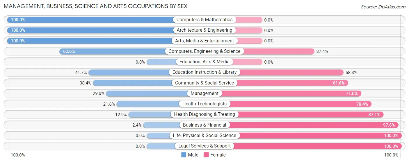 Management, Business, Science and Arts Occupations by Sex in Brookhaven
