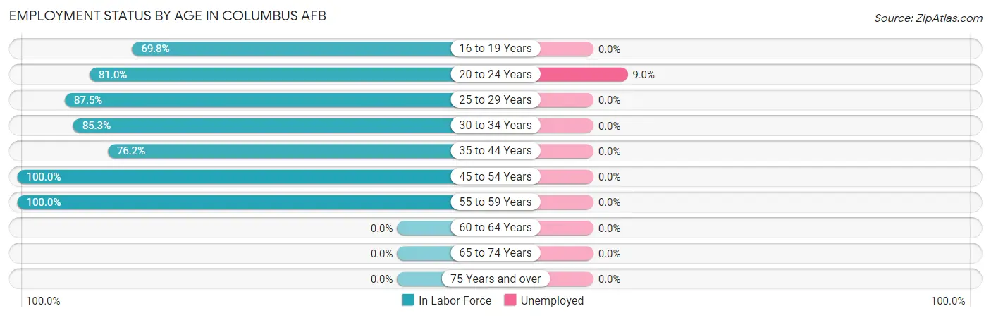 Employment Status by Age in Columbus AFB