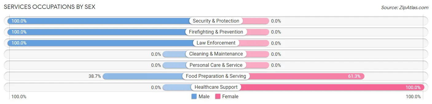 Services Occupations by Sex in Columbus AFB