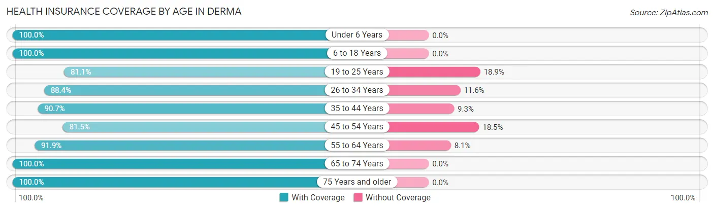 Health Insurance Coverage by Age in Derma