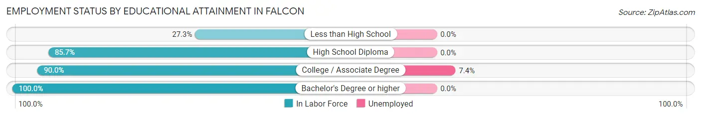 Employment Status by Educational Attainment in Falcon