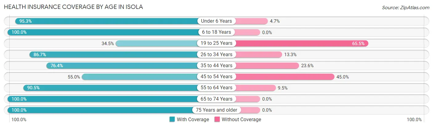 Health Insurance Coverage by Age in Isola