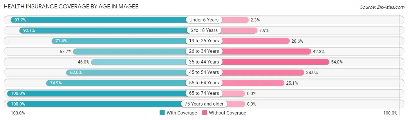 Health Insurance Coverage by Age in Magee