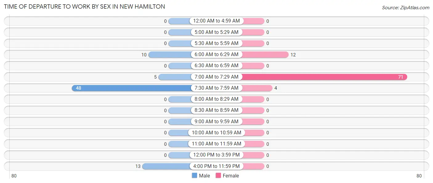 Time of Departure to Work by Sex in New Hamilton
