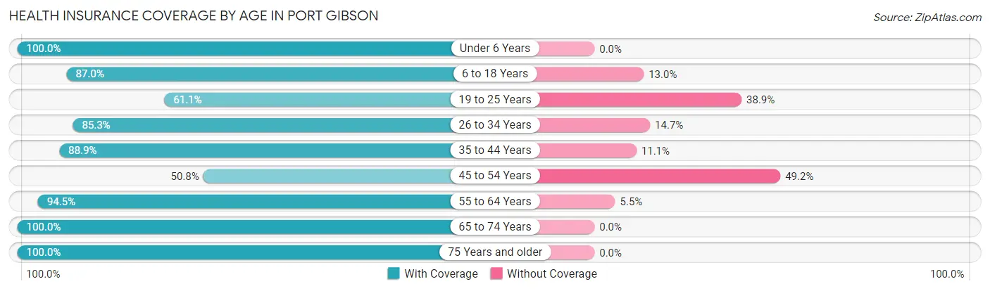 Health Insurance Coverage by Age in Port Gibson
