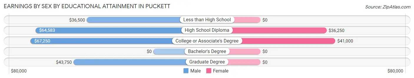Earnings by Sex by Educational Attainment in Puckett
