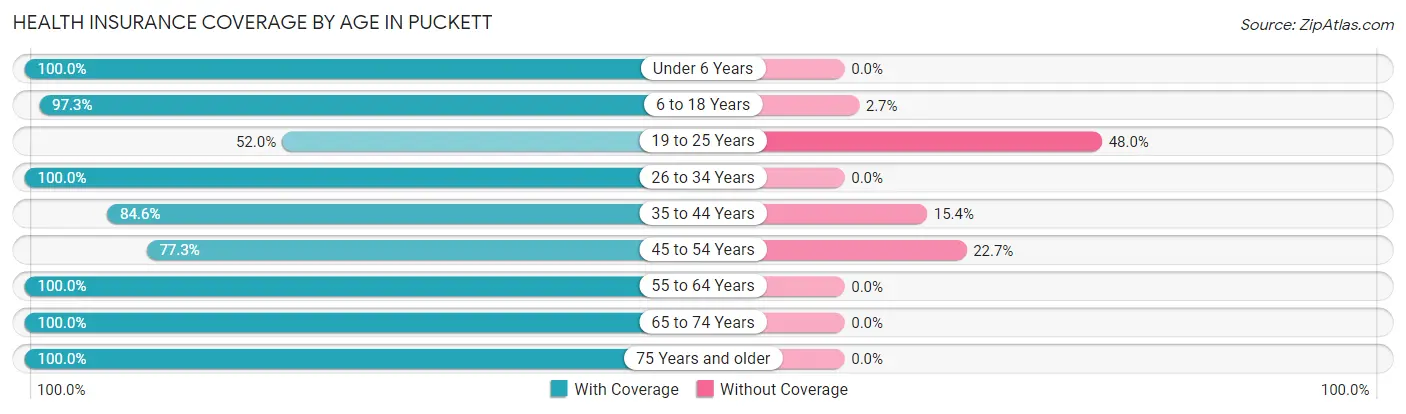 Health Insurance Coverage by Age in Puckett