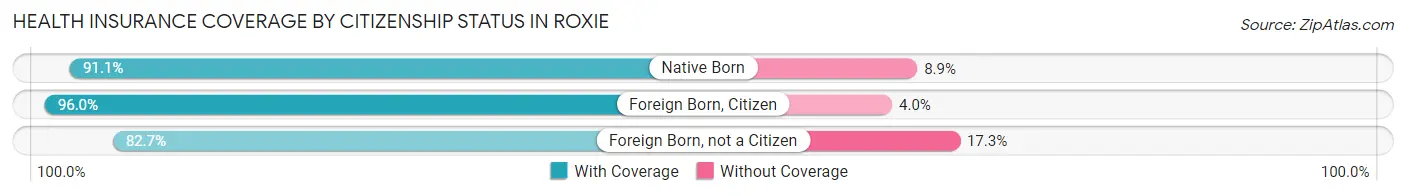 Health Insurance Coverage by Citizenship Status in Roxie