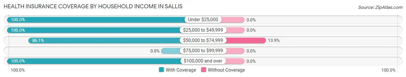 Health Insurance Coverage by Household Income in Sallis