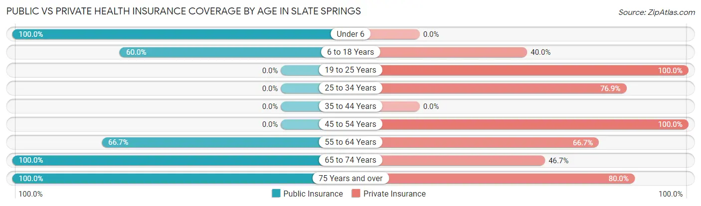 Public vs Private Health Insurance Coverage by Age in Slate Springs