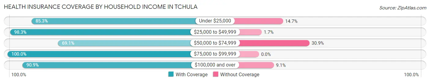 Health Insurance Coverage by Household Income in Tchula