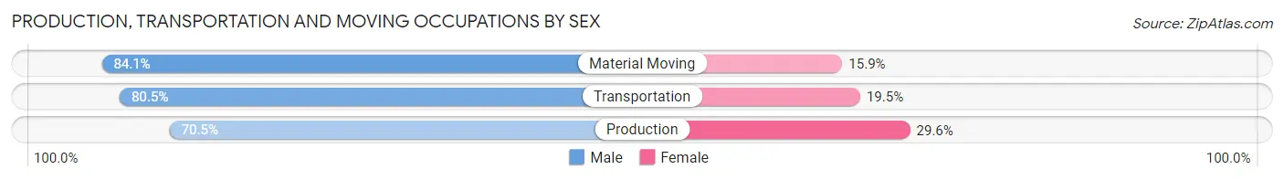 Production, Transportation and Moving Occupations by Sex in Bozeman