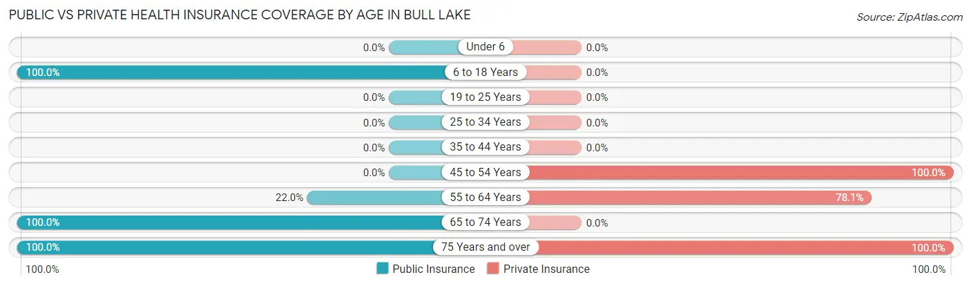 Public vs Private Health Insurance Coverage by Age in Bull Lake