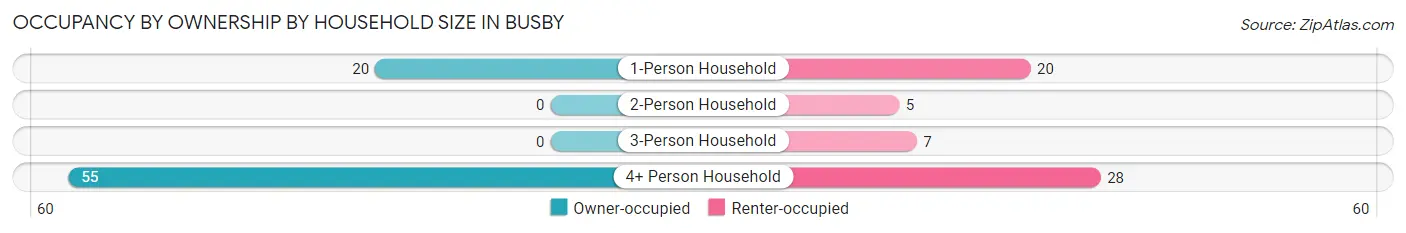 Occupancy by Ownership by Household Size in Busby