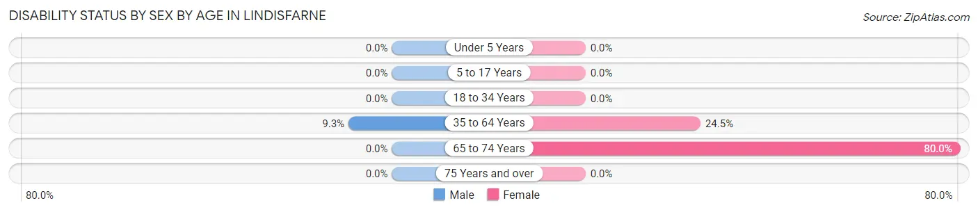 Disability Status by Sex by Age in Lindisfarne
