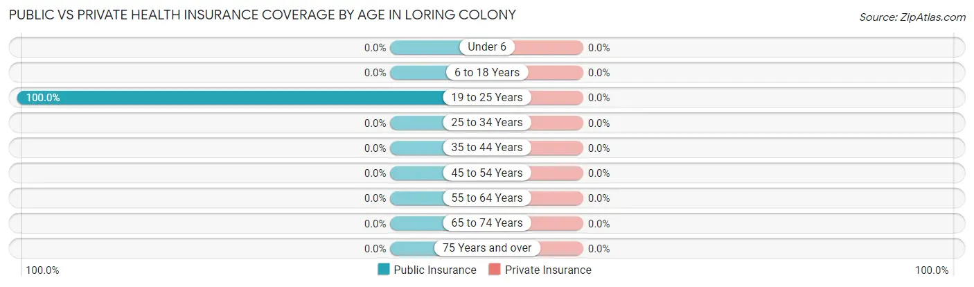 Public vs Private Health Insurance Coverage by Age in Loring Colony