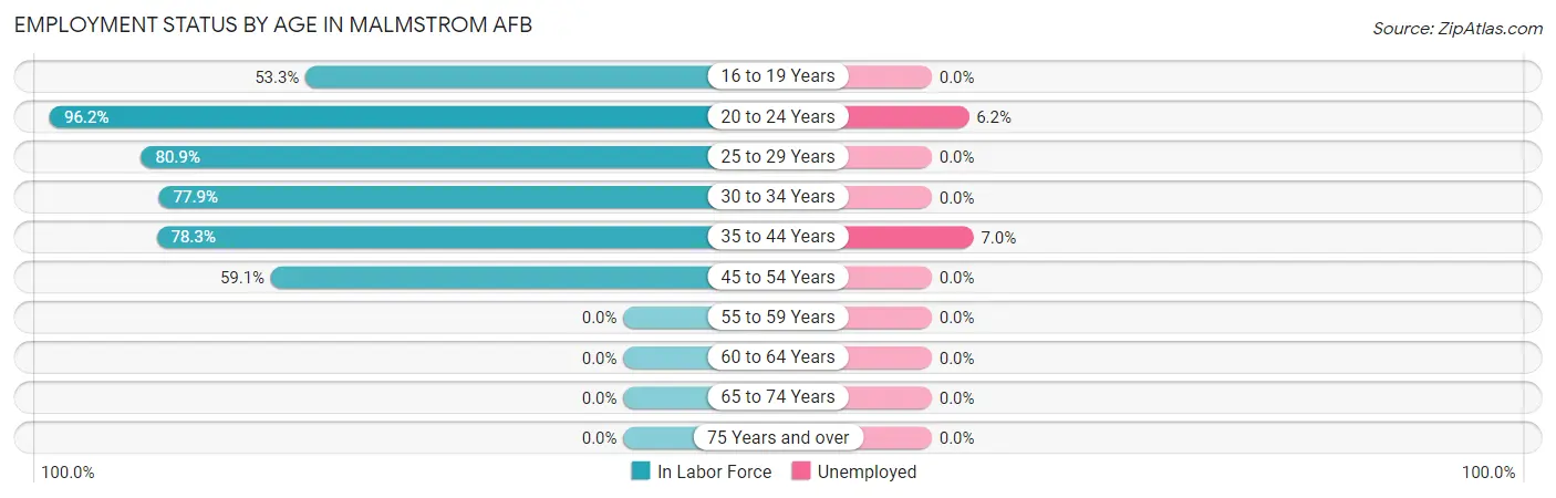 Employment Status by Age in Malmstrom AFB