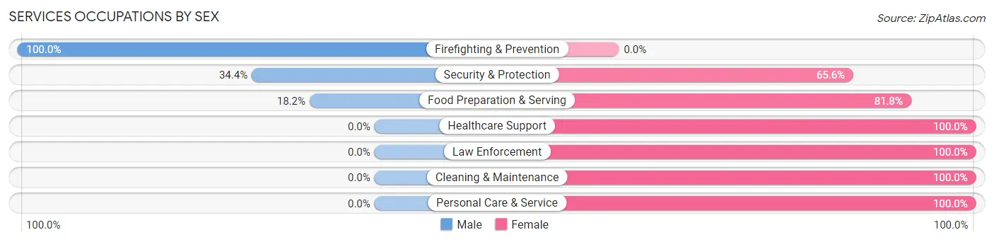 Services Occupations by Sex in Malmstrom AFB