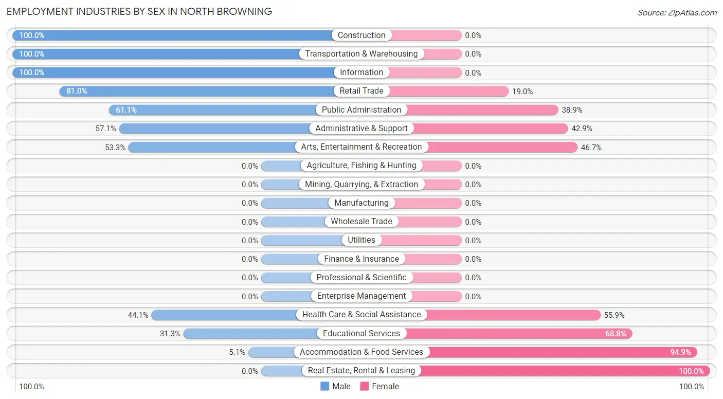 Employment Industries by Sex in North Browning