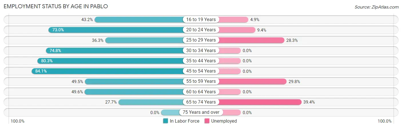 Employment Status by Age in Pablo