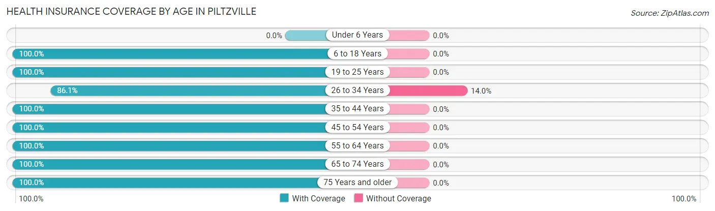 Health Insurance Coverage by Age in Piltzville