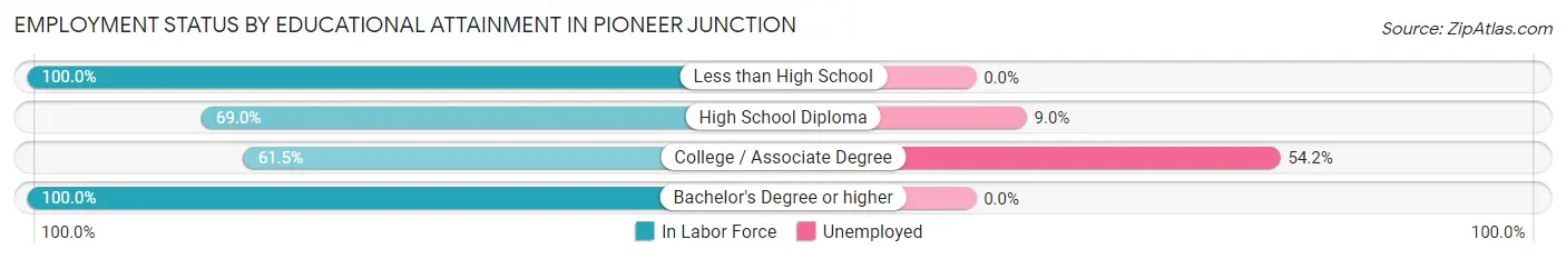 Employment Status by Educational Attainment in Pioneer Junction