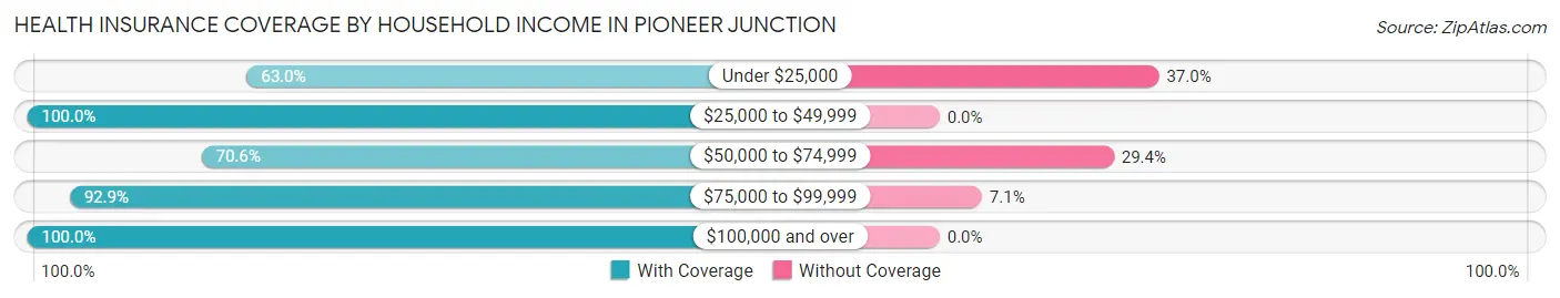 Health Insurance Coverage by Household Income in Pioneer Junction