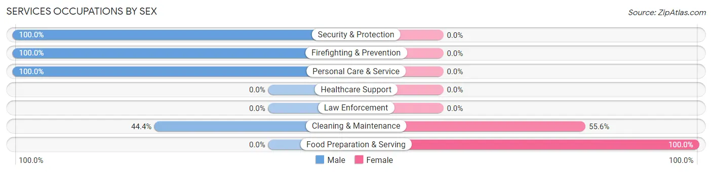 Services Occupations by Sex in Troy