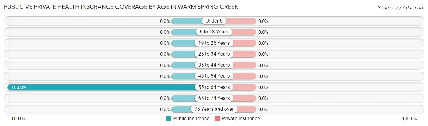 Public vs Private Health Insurance Coverage by Age in Warm Spring Creek