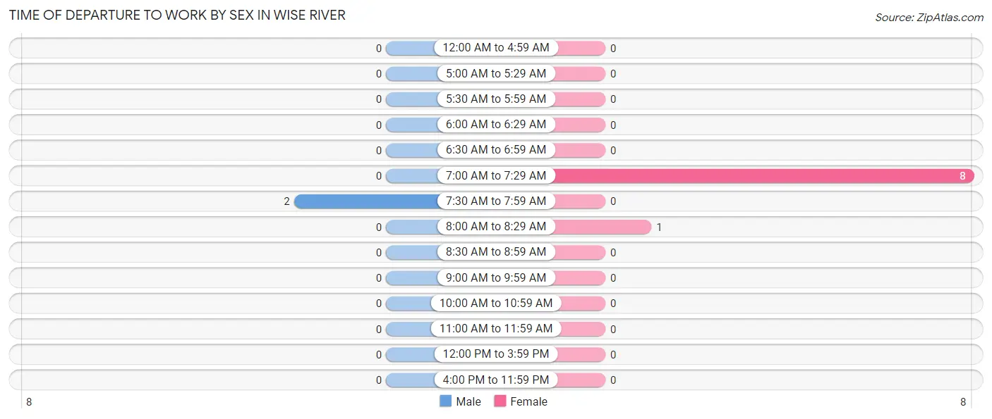 Time of Departure to Work by Sex in Wise River