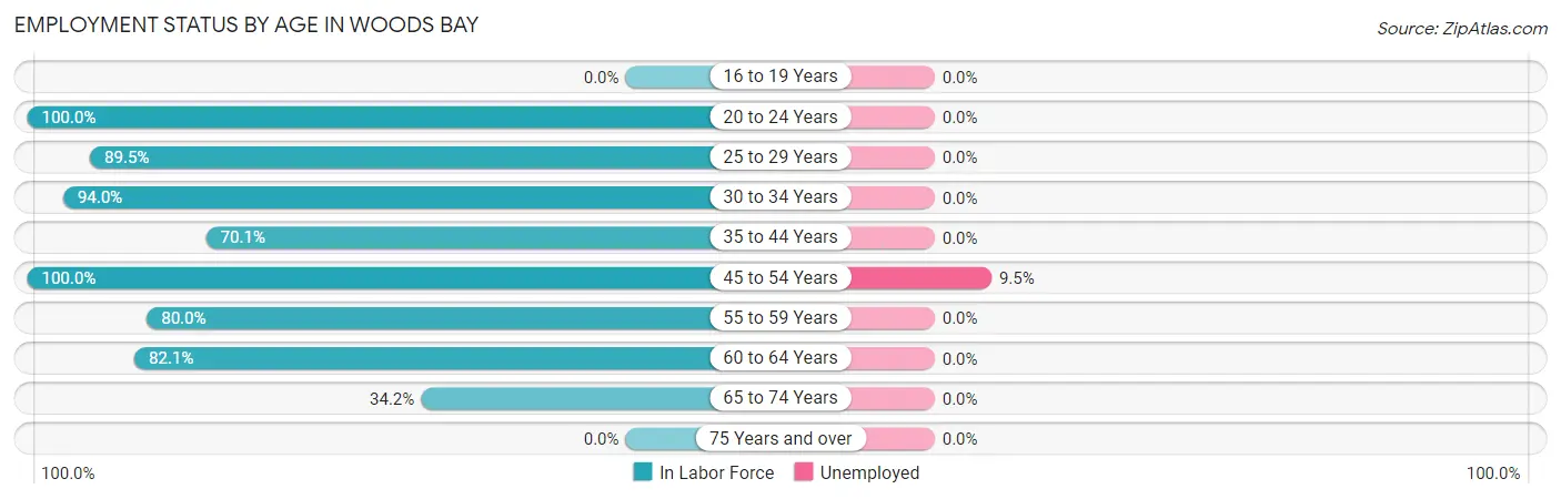 Employment Status by Age in Woods Bay