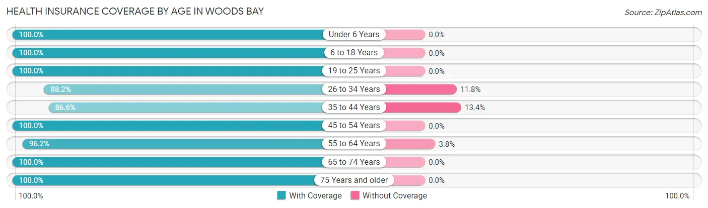 Health Insurance Coverage by Age in Woods Bay