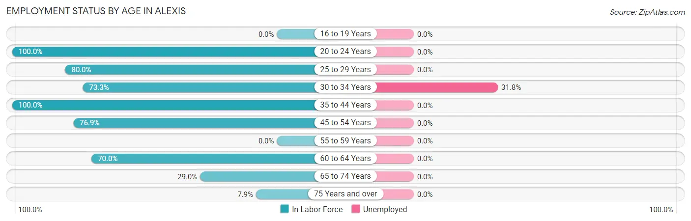 Employment Status by Age in Alexis