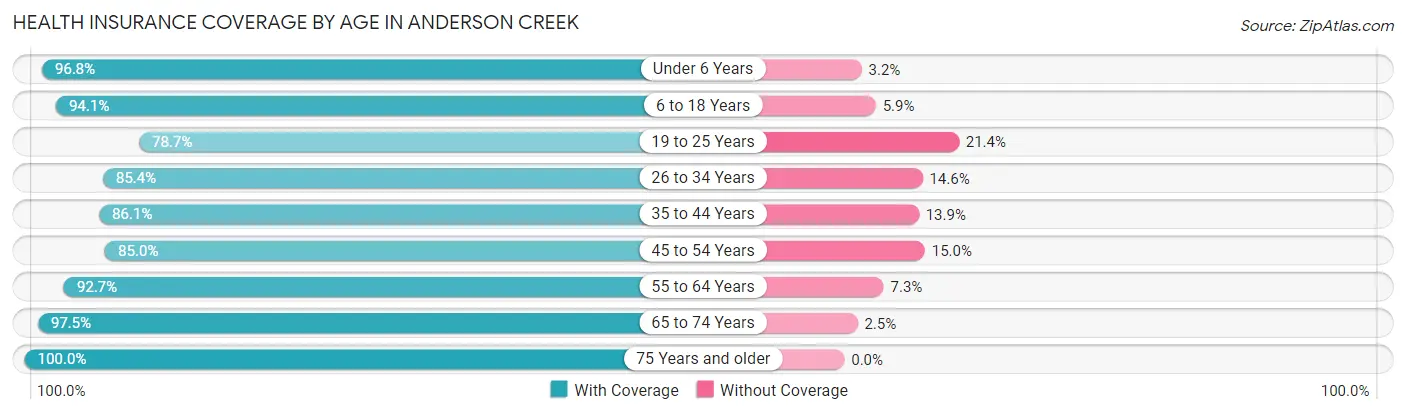 Health Insurance Coverage by Age in Anderson Creek