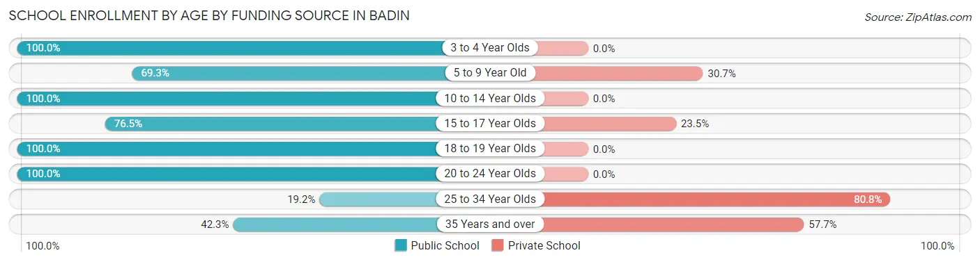 School Enrollment by Age by Funding Source in Badin