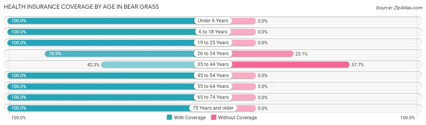 Health Insurance Coverage by Age in Bear Grass