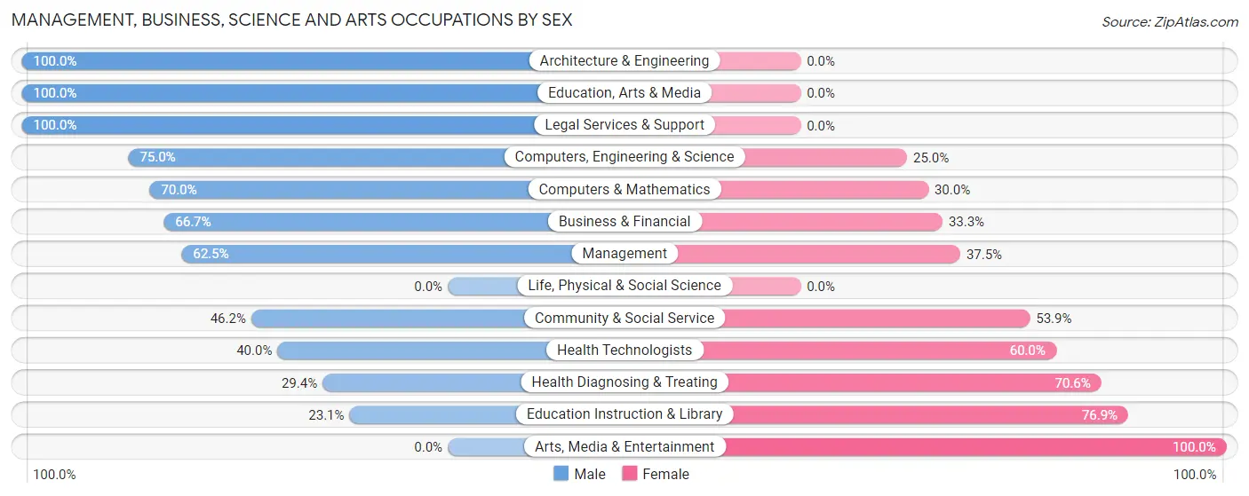 Management, Business, Science and Arts Occupations by Sex in Beech Mountain