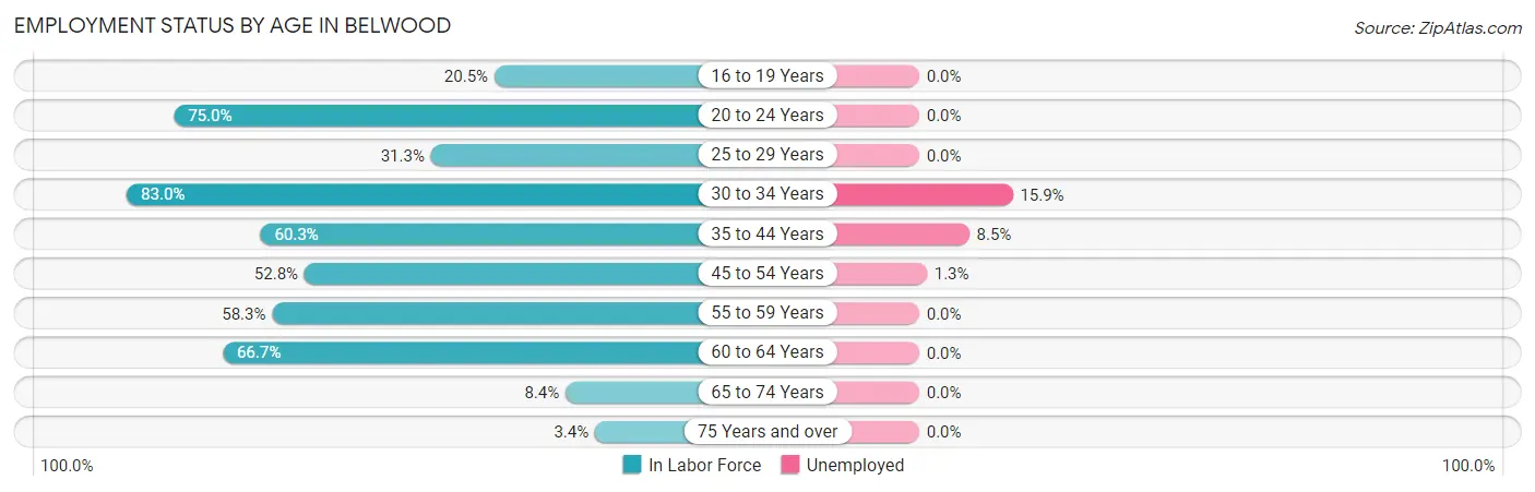 Employment Status by Age in Belwood