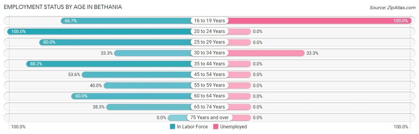Employment Status by Age in Bethania