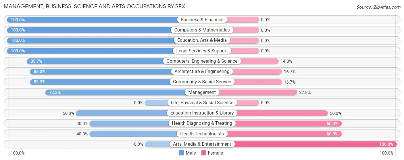 Management, Business, Science and Arts Occupations by Sex in Bethania