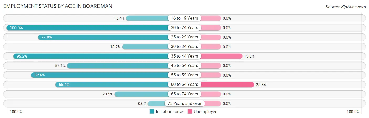 Employment Status by Age in Boardman