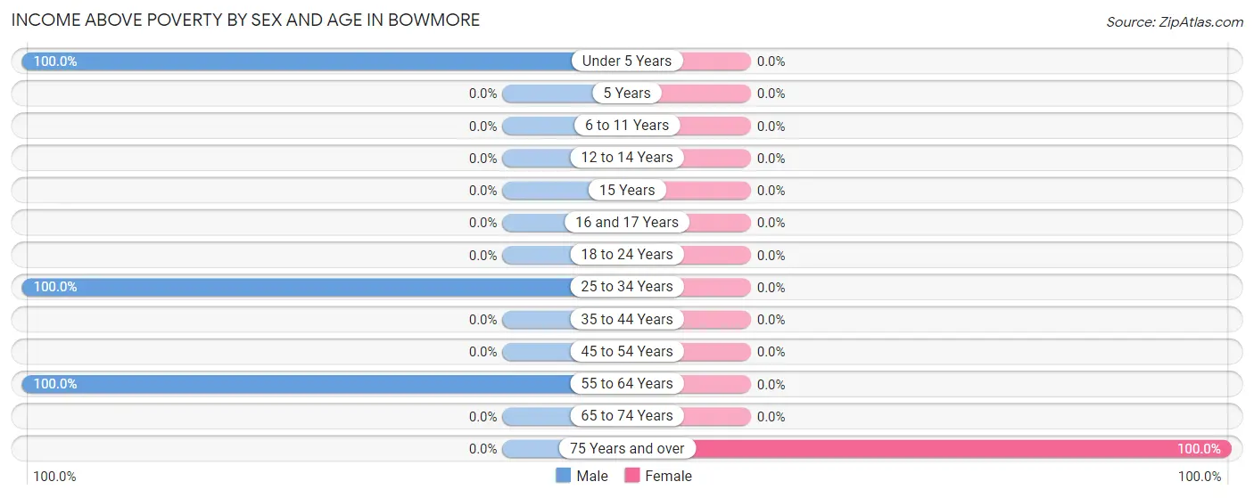 Income Above Poverty by Sex and Age in Bowmore