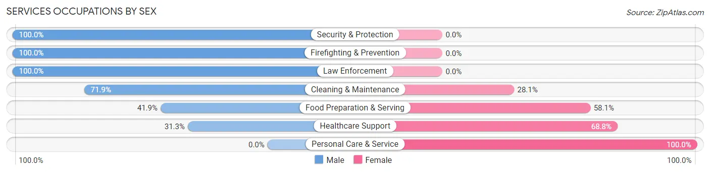 Services Occupations by Sex in Broad Creek