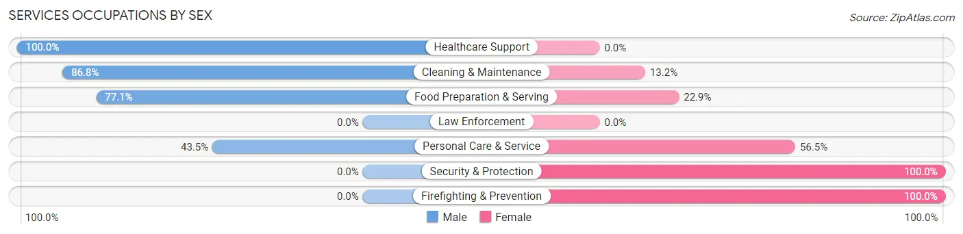 Services Occupations by Sex in Brogden