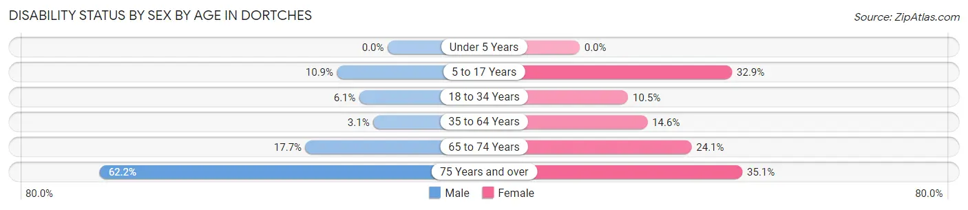 Disability Status by Sex by Age in Dortches