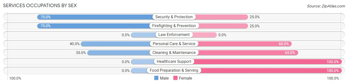 Services Occupations by Sex in Dortches